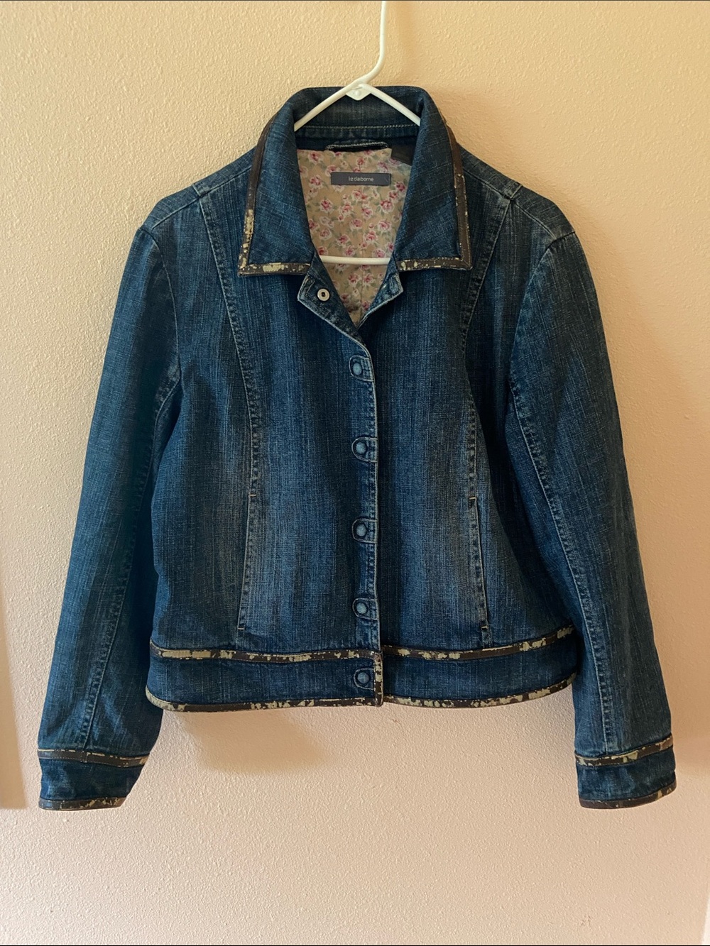 Vintage Liz Claiborne 90’s Blue Jean Jacket Button Up Snaps, Denim, Plus Size 14